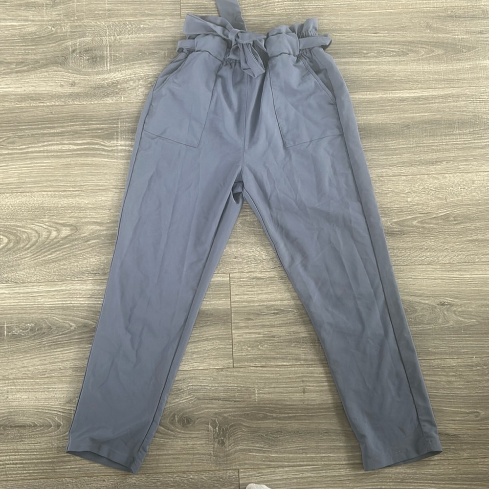 Blue paper bag pant